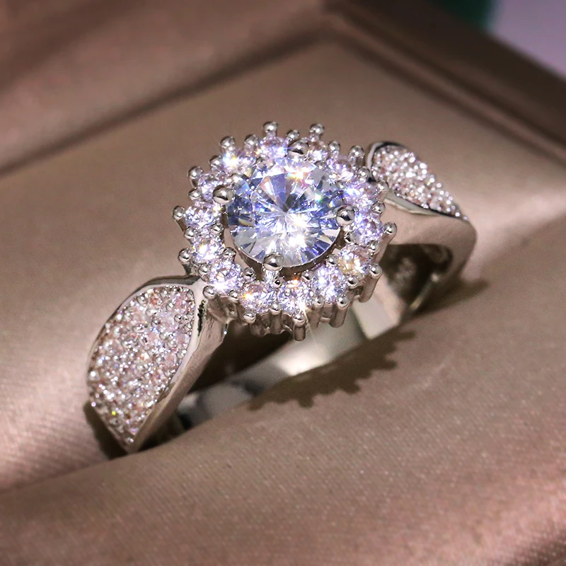 

New Design Wholesale Price 839 Brass ring shine Zircon Platinum Plated CZ rings for women, Silver