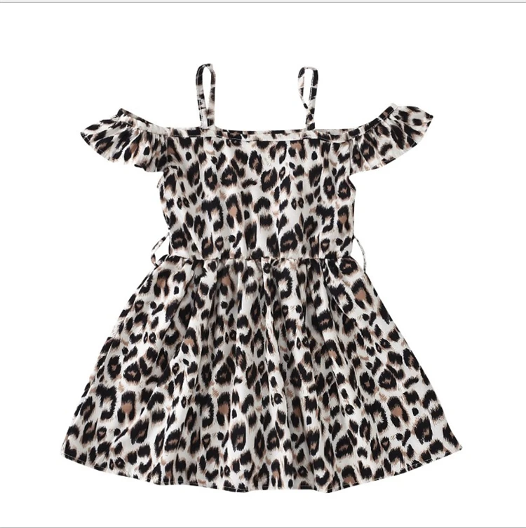 

Wholesale Robe Fille Strapless Leopard Girls Skirt Summer Kid Dress Children Outfit Clothes