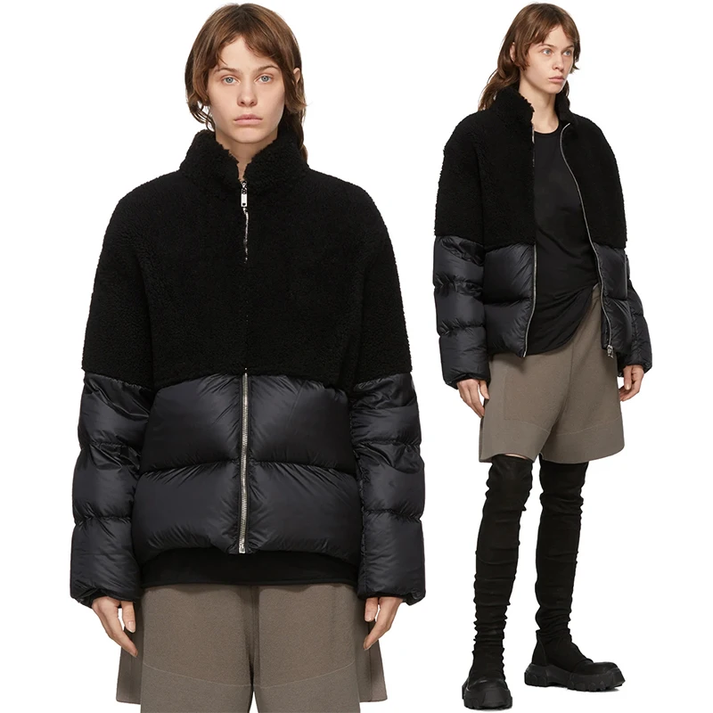 

High quality plush stitching thick down jacket & coat with 90 down & lamb wool high neck puffer jacket