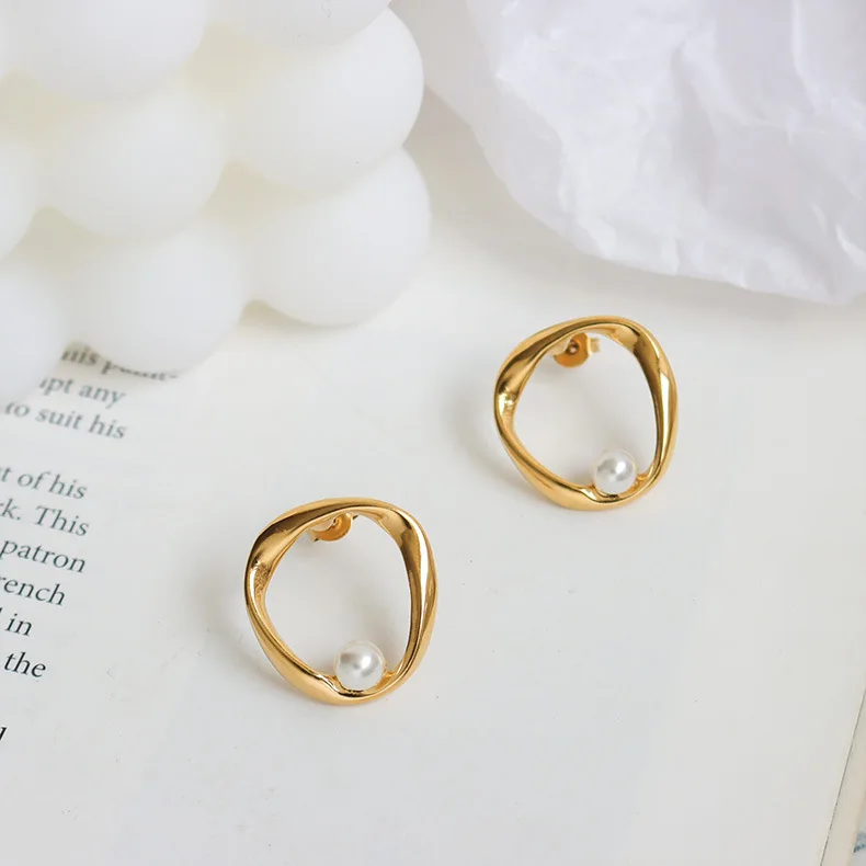 

2021 Shanghai XIFU fashion pearl hoop trendy earrings