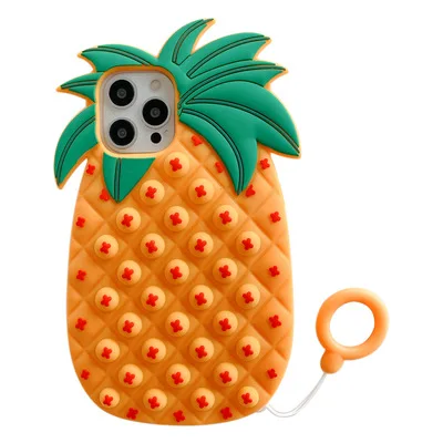 

Good Selling Pineappl es Push Pops Phone Case Bubble Fidget Toy Ananas Relive Stress Silicone Fidget Toy Phone Cases