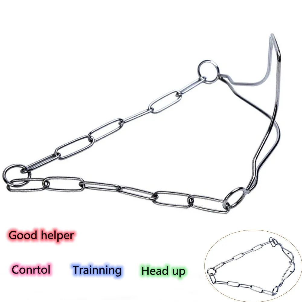 

Pet stainless steel Chye chain collar dog training bandana competition Display head-up chain collar anti-punching large dog leas, White/blue/green/pink