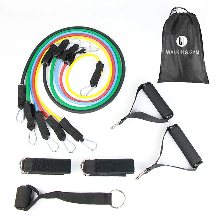 

Elastic exercise bands eco tube fabric workout fit long gym yoga fitness hip loops 11Pcs Resistance Bands Set, Red, blue, green, yellow, black