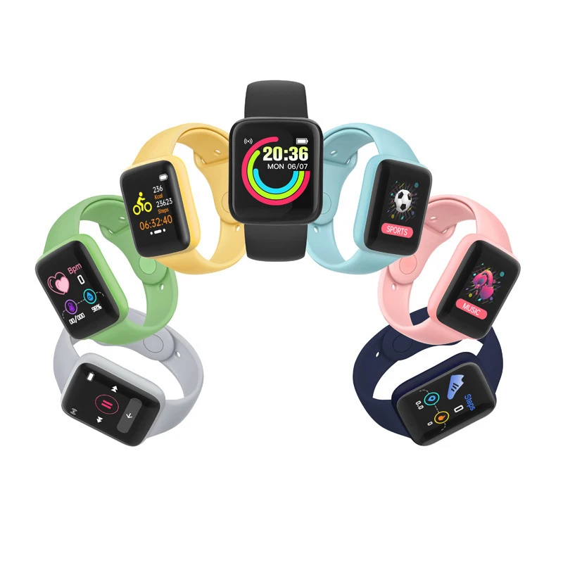 

Y68 Macarons Smart Watch Bracelet D20 Pro Smartwatch Heart Rate Monitor Blood Pressure Sports Tracker D20s Sport Band, Multicolor