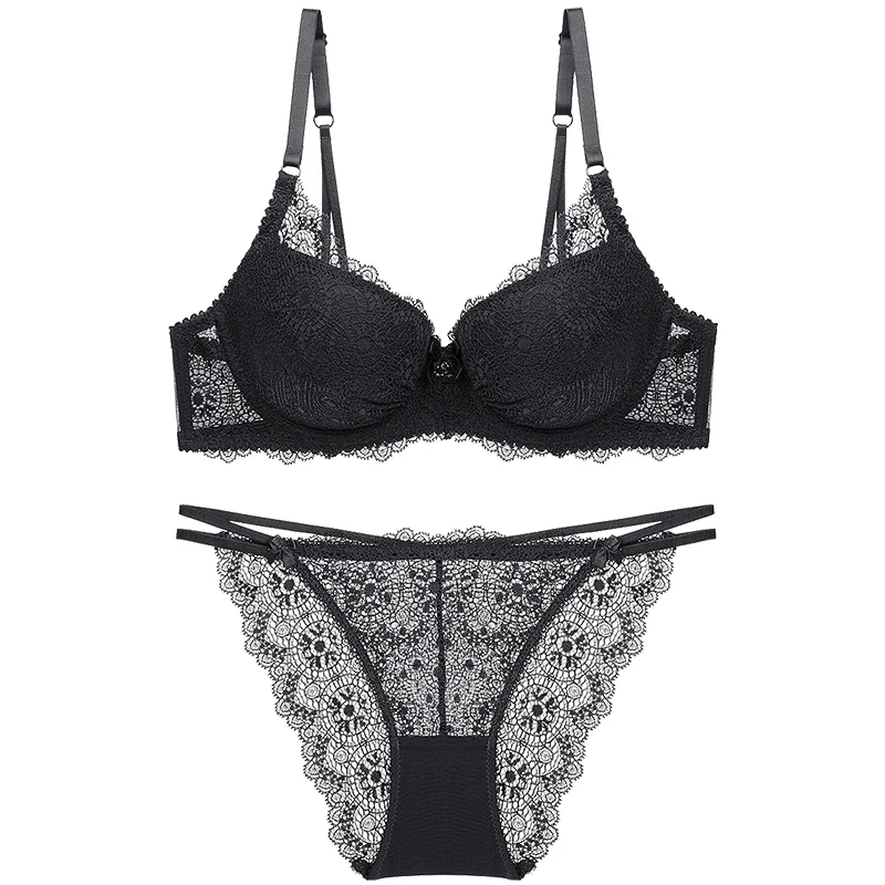 

Fashion Lady Design Women Gathered Bra Sexy Lace UnderwearPanties And Bra Sets For Women