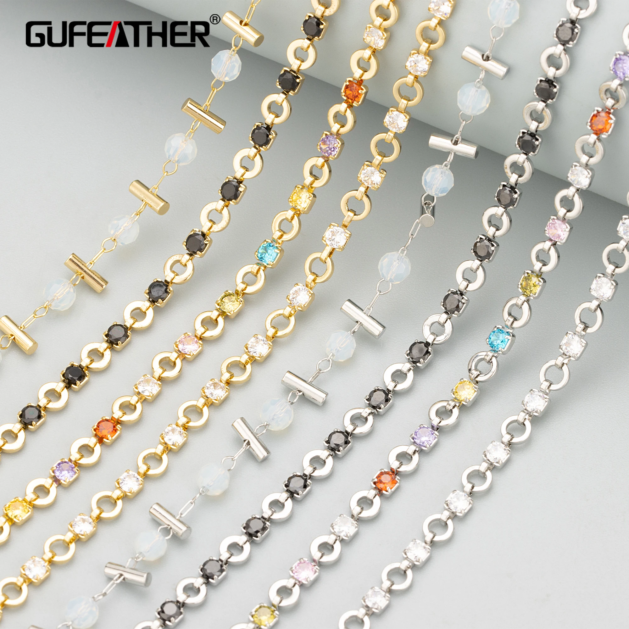

C356 chain18k gold rhodium platedcopperzirconsnickel freehand madejewelry makingdiy bracelet necklace accessories1m/lot