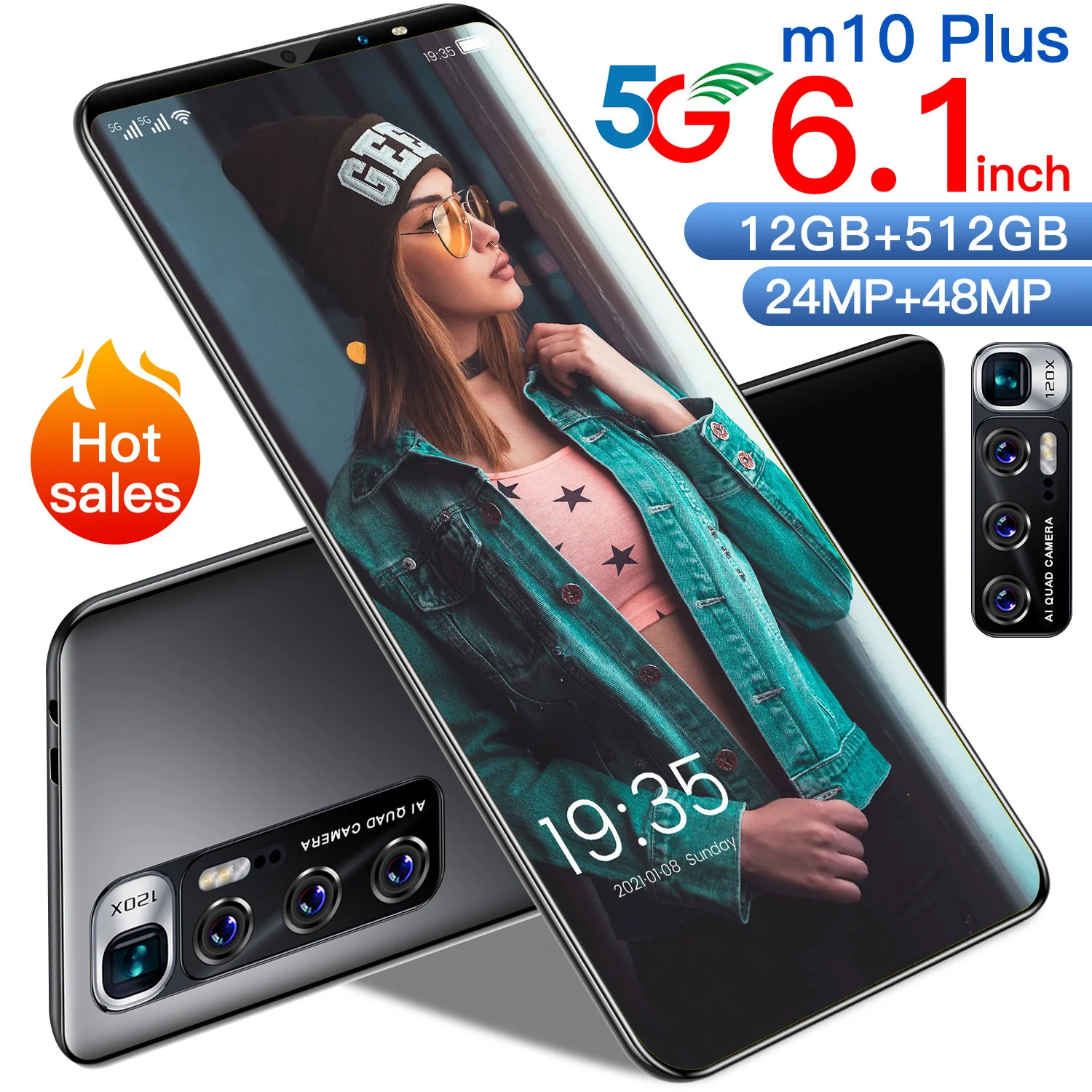 

M10 Plus 6.1 inch 10 Core Android 5G Smartphone 1440*3040 MTK6763 6+128GB Mobile Phone 4800mAh High Capacity Cellphones