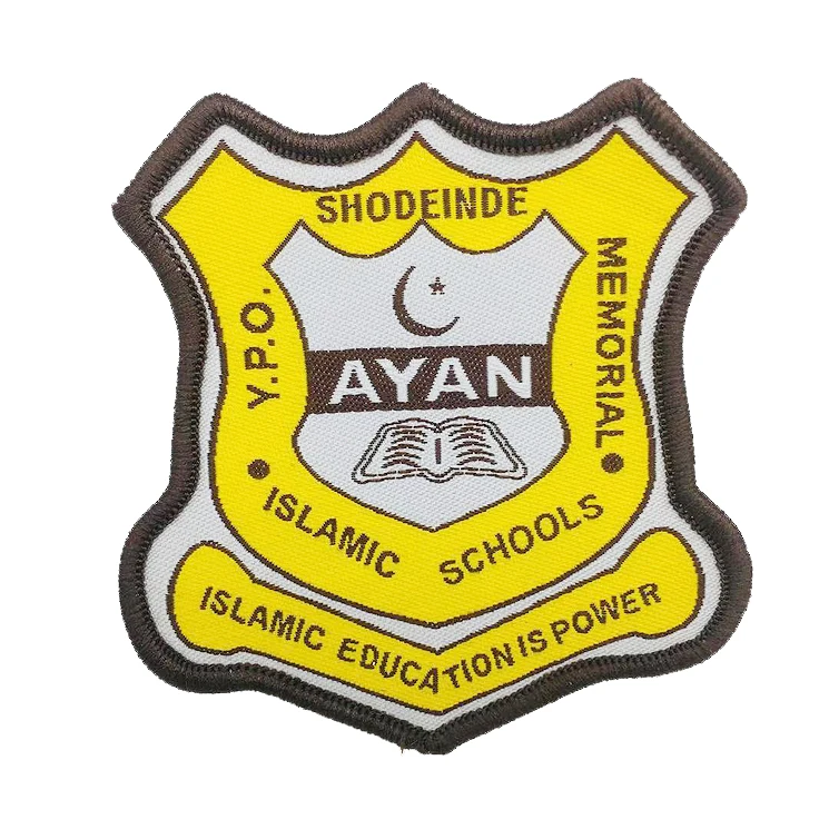 

Cheap Textile Patches Customized Name Logo Machine Woven School Badges for Uniform, Custom color