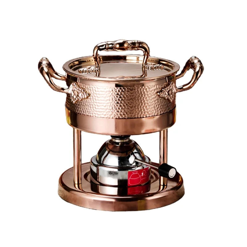 

Three-piece Set Single use double handle cookware Easy to carry sanitary Hot Pot, Rose gold