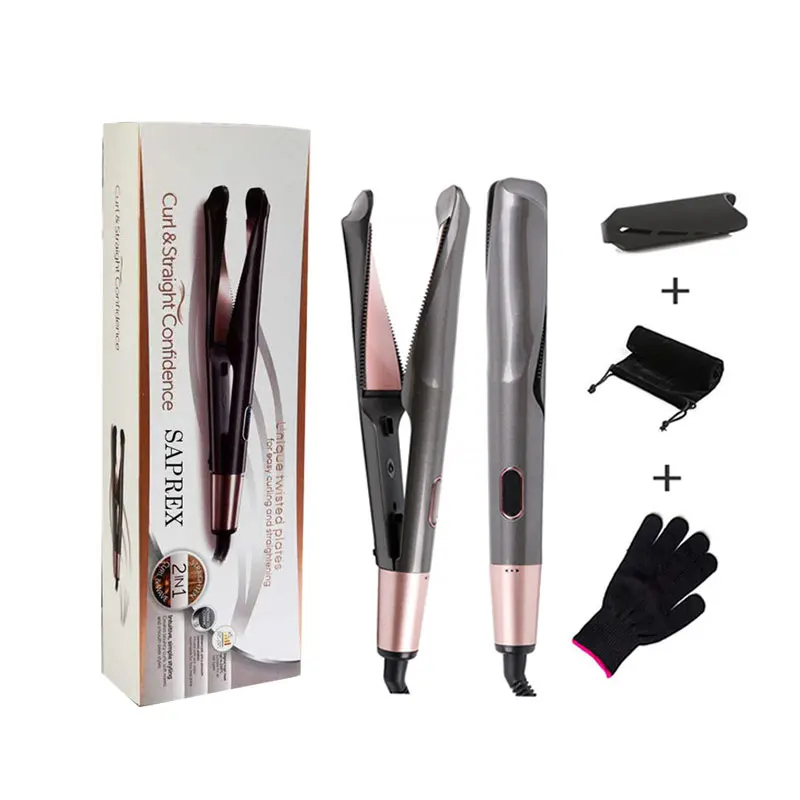 

Custom Print Fast Heating Up Curling Irons Hair 2in1 Twist Hair Curling Straightening Iron