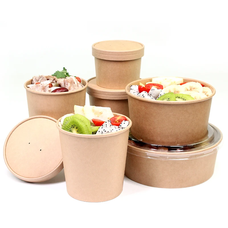
32 oz chinese soup bowl with lid big volume disposable hot soup paper bowls 