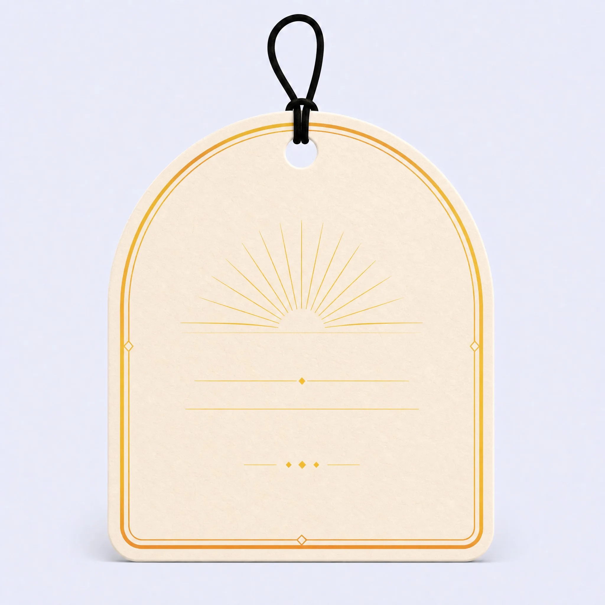 Back View of Citrus Sunshine Scented Hang Tag with Sunrise Motif and Note Lines