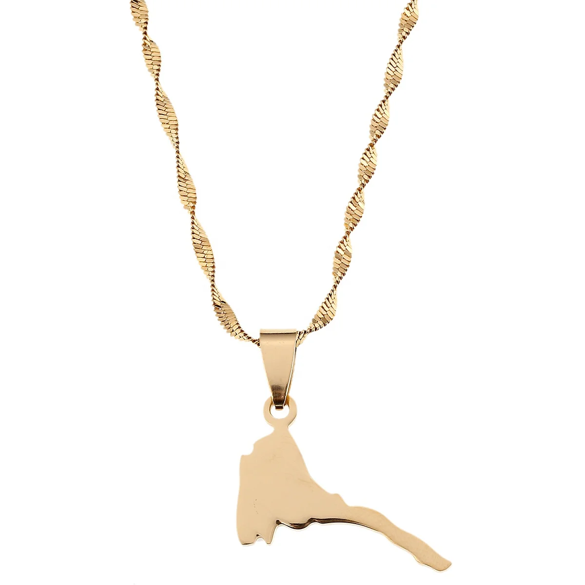 

Smooth Eritrea Map Pendant Necklaces Women Gold Color Trendy Eritrea Map Jewelry