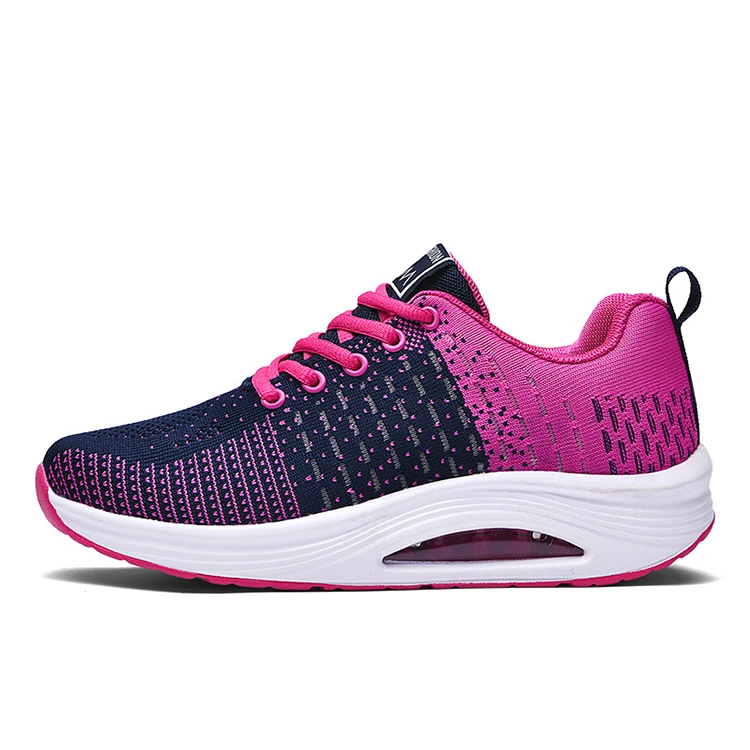 

New sports air ladies running shoes shoes outdoor fitness breathable flying woven sneakers fashion custom wholesale dad shoes
