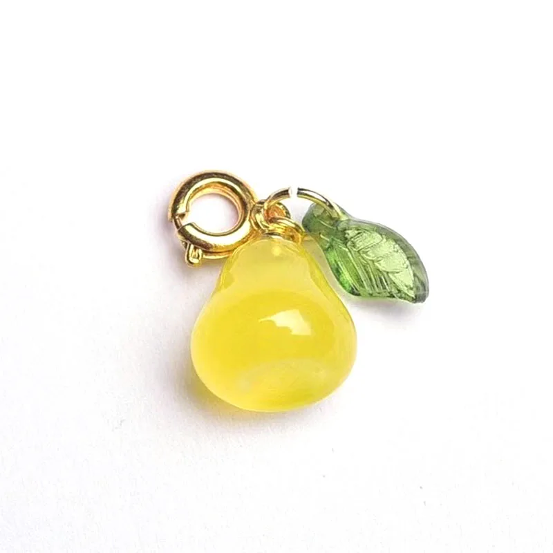 

Wholesale Reiki Healing Yellow Agate Fruits Necklace Carving Yellow Chalcedony Pear Pendant