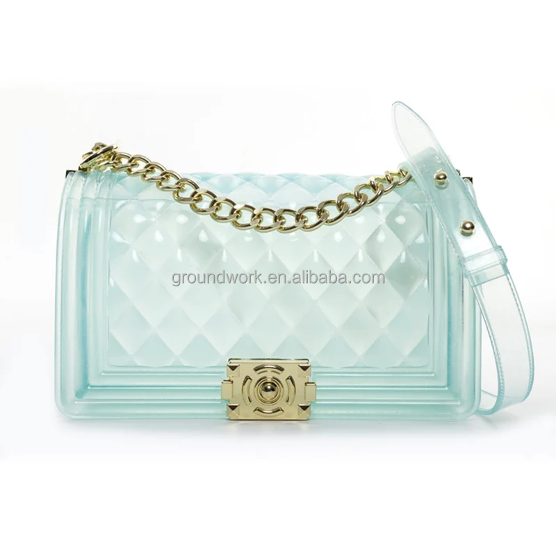

Customized logo famous designer branded solid colour tote shoulder handbag messenger wallet luxury glossy crossbody jelly purses, White