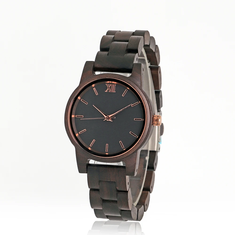 

Christmas, birthday gift for her black sandal, walnut wood materials wooden watch for her