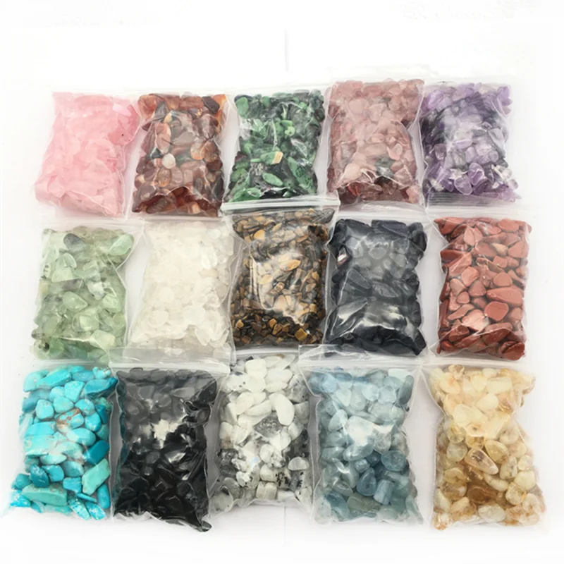 

Hot selling natural crystal polished gravel stones A bag of 100g agate fluorite quartz crystals chips for sale