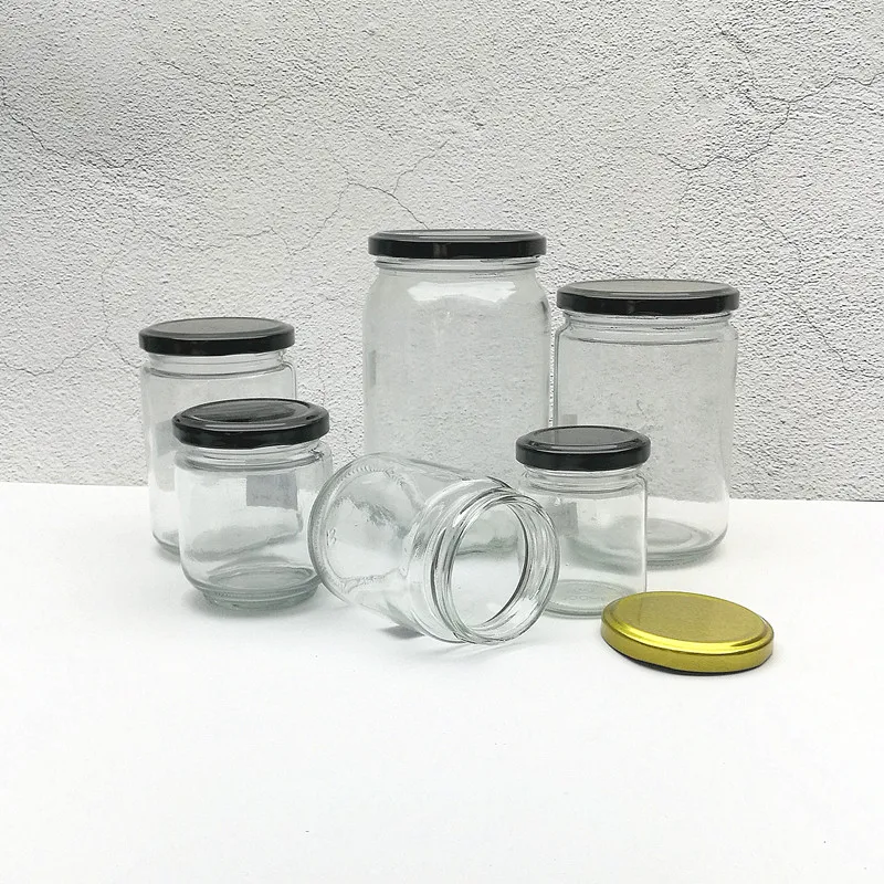 

wholesale customized high quality glass jam jar Round shape 300ml 200ml 250ml, Transparent