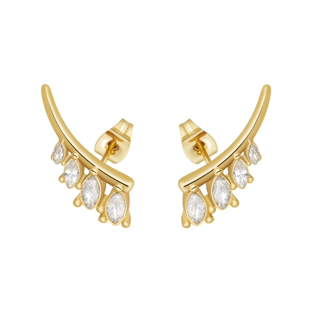 

Latest 18K Gold Plated Stainless Steel Jewelry Rhinestone Minimalist Stud Earrings Oval Zircon For Women Party Earrings E231520