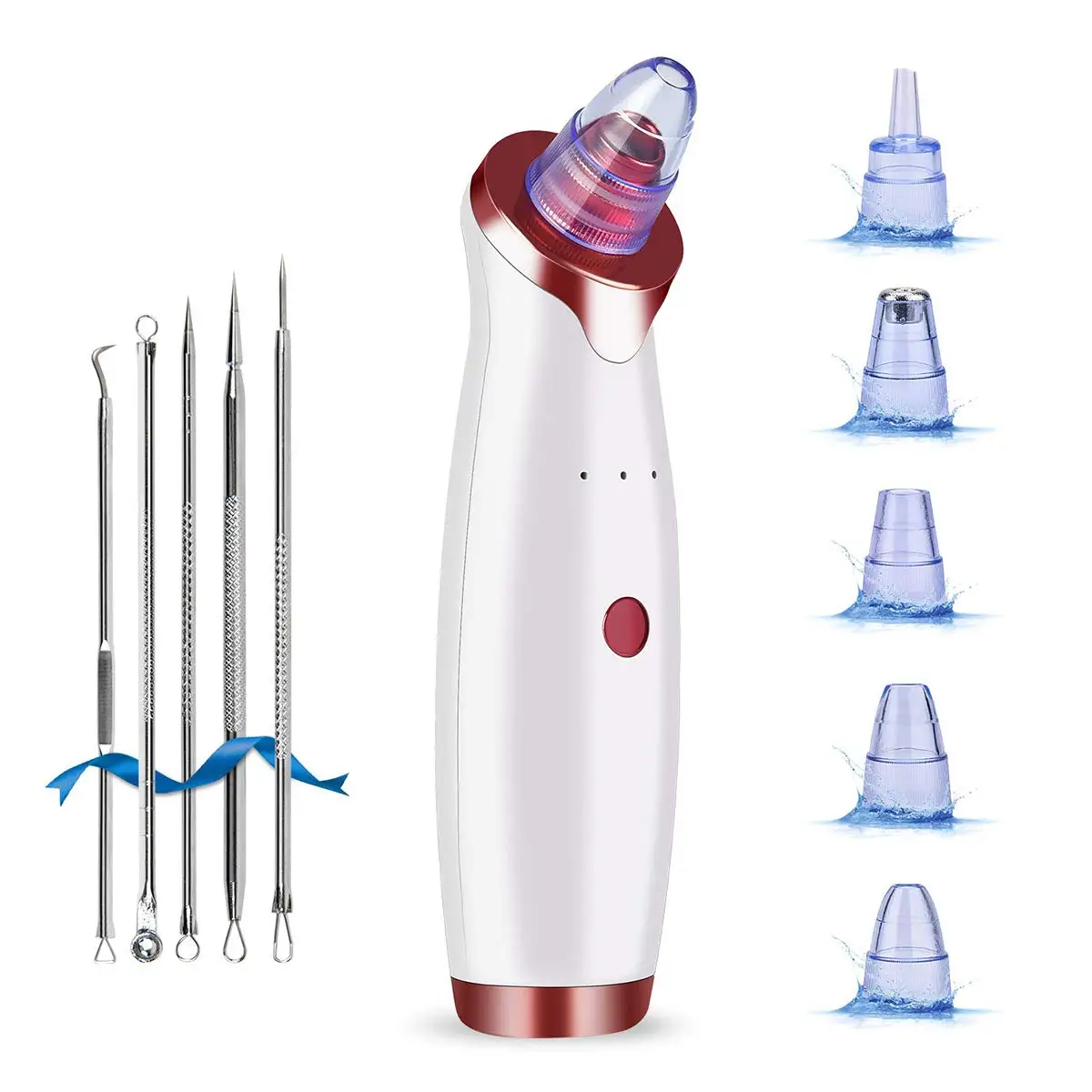 

Comedone extractor kit 6 pcs microdermabrasion 2021 set removal suction pore acne and blackhead remover vacuum tool, White