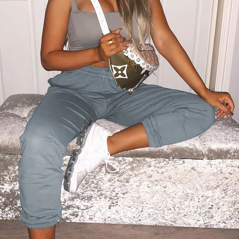 

Fashion Trendy Hot Seller Loose Sweatpants Plain Fleece Cotton Winter Female Joggers Women, 4 colors in stock
