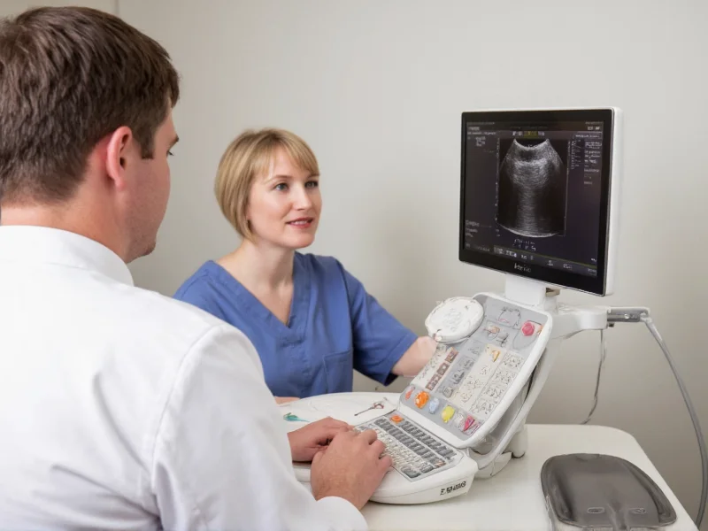 Doctor examining patient with ultrasound