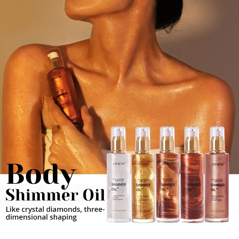 

Shimmer Oil Private Label Makeup Face Glow Bronzer Highlighter Liquid Glitter Body Shimmer Oil