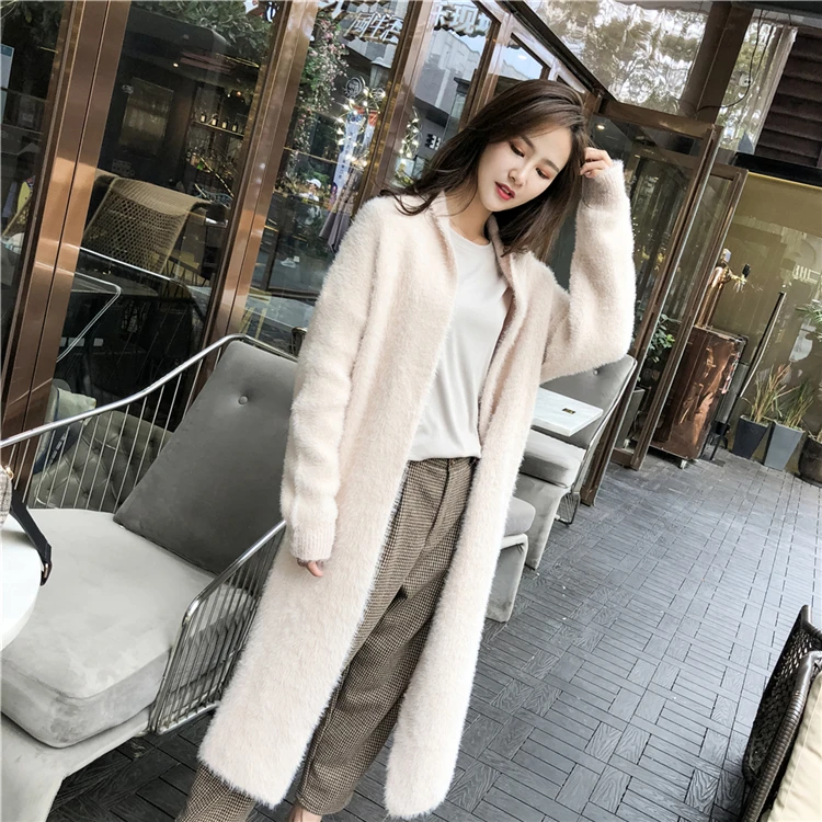 

Wholesale new arrival western style loose women  trendy long mink polyester long cardigan