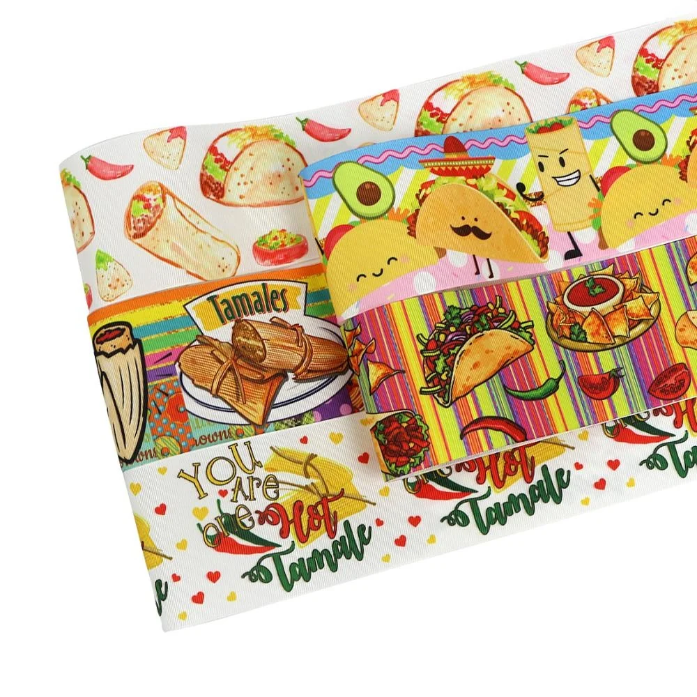 

3" Heat Sublimation Transfer Cheap Food Character Printed Grosgrain Ribbon, Customized