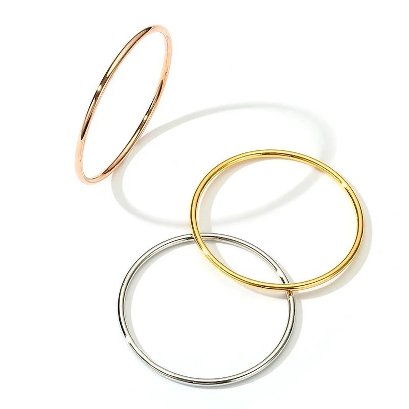 

MICCI Jewelry Three Color Choose Wholesale Custom PVD 18k Gold Plated Stainless Steel 2mm 3mm Thick Round Wire Bangle Bracelet