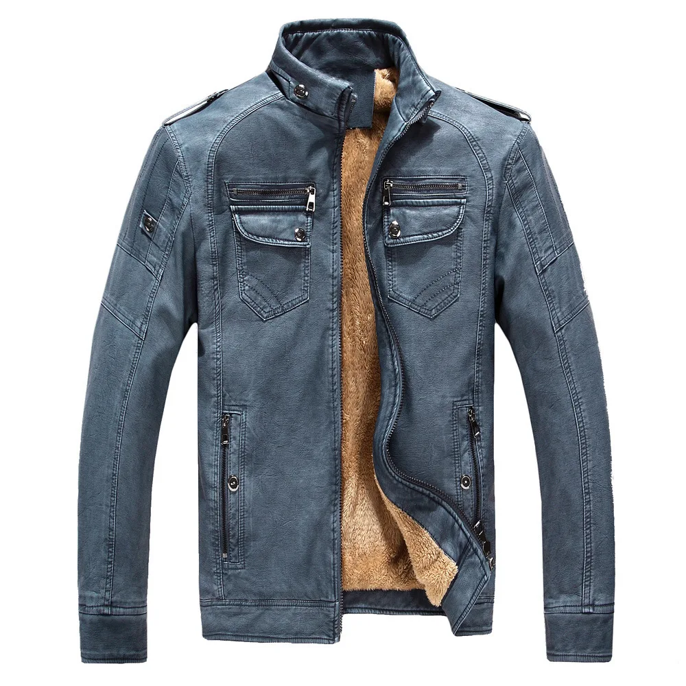 

Men's Washed Vintage Leather Jacket Men's Motorcycle Jacket Coat, Pictures