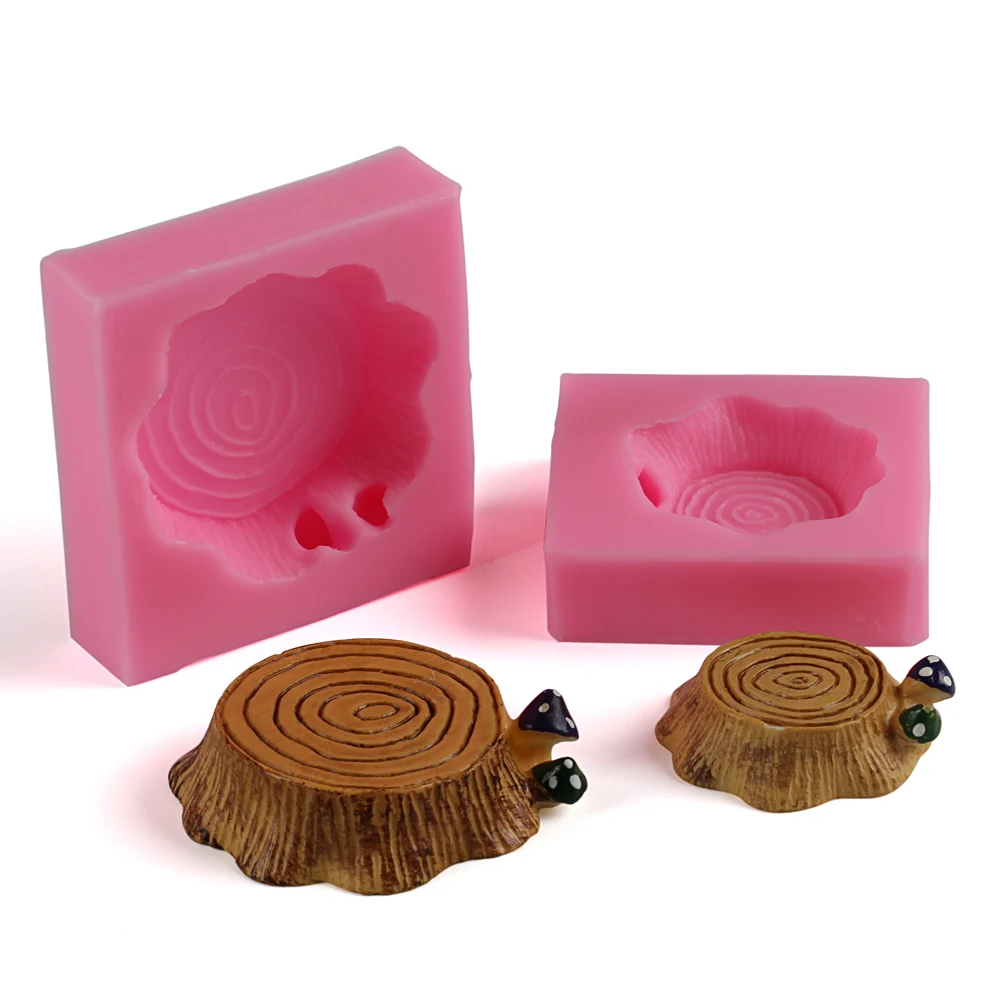 

2PCS Wood Pier Mushroom Tree Stump Silicone Mold Chocolate Handmade Soap Molds Cake Decoration Tools