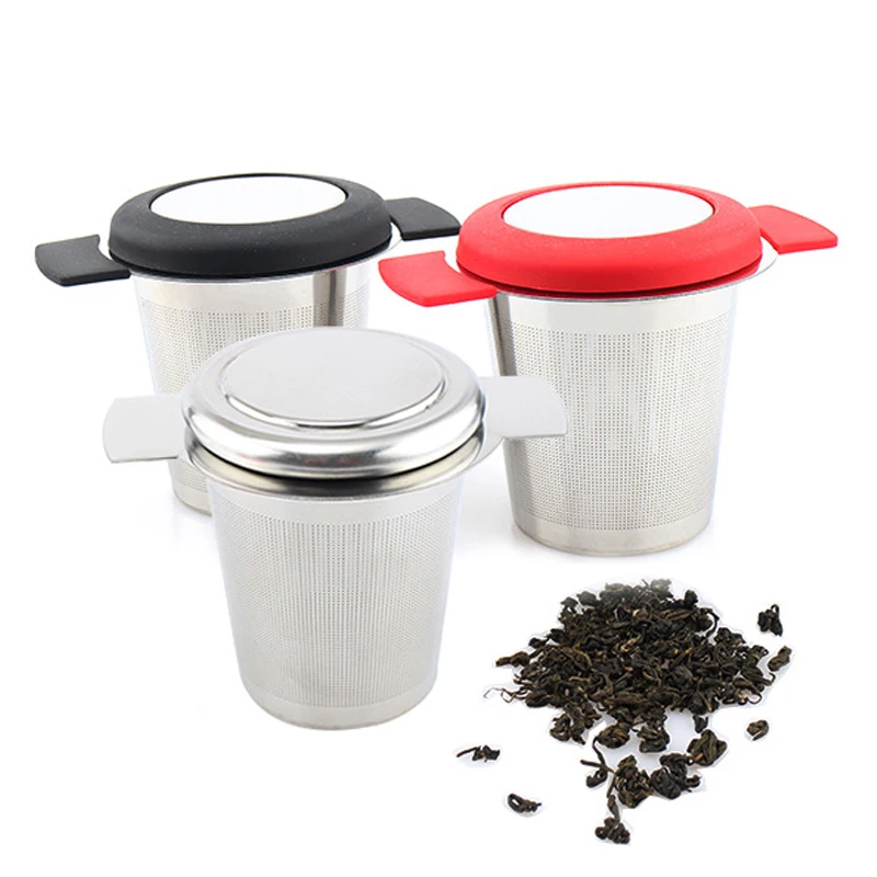 

Double Handle For Custom Cup Mug Teapot Tea Filter Stainless Steel Mesh Tea Infuser, Red+silver/ black+silver/ silver