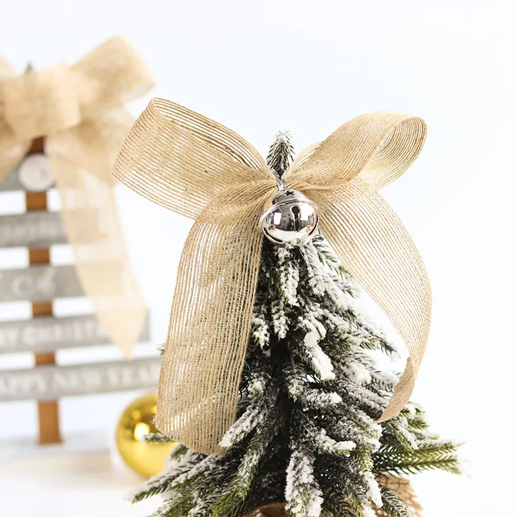 Wholesale Premade Natural Jute Burlap Ribbon Bows For Christmas