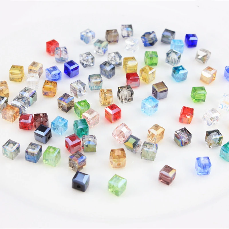 

10mm Crystal AB Clear Cube Glass Beads 3D Crystal Beads For Jewelry Making Accessories