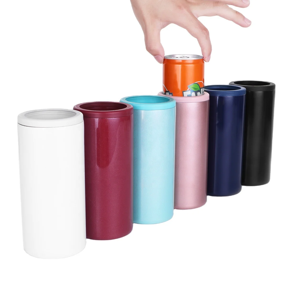 

2020 new hot selling Slim skinny can cooler 12oz double 304 stainless steel thermos beer can holder in stock