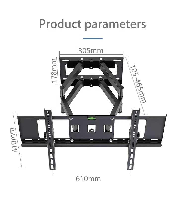

ZENO 1041B Full Motion tv wall mount bracket, Black