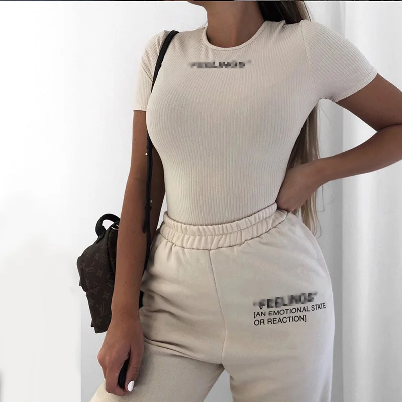 

Fashion streetwear female printed high waist loose sweatpants casual sports pants for women