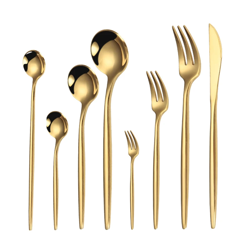 
Luxury mirror flatware, stainless steel gold shiny cutlery set for wedding 