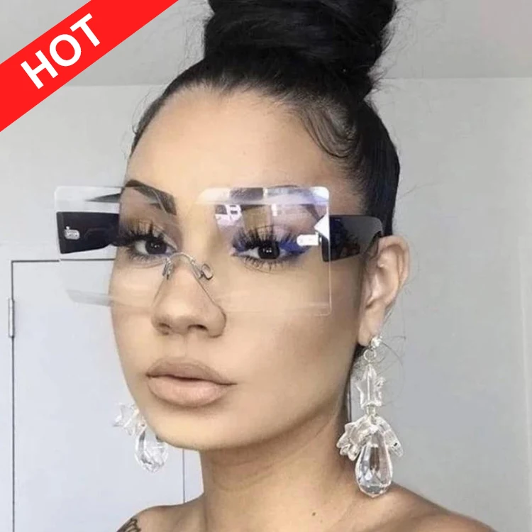 

Kenbo Eyewear 2021 Trendy Rimless Sunglasses Oversized One Piece Lens Sunglasses Women