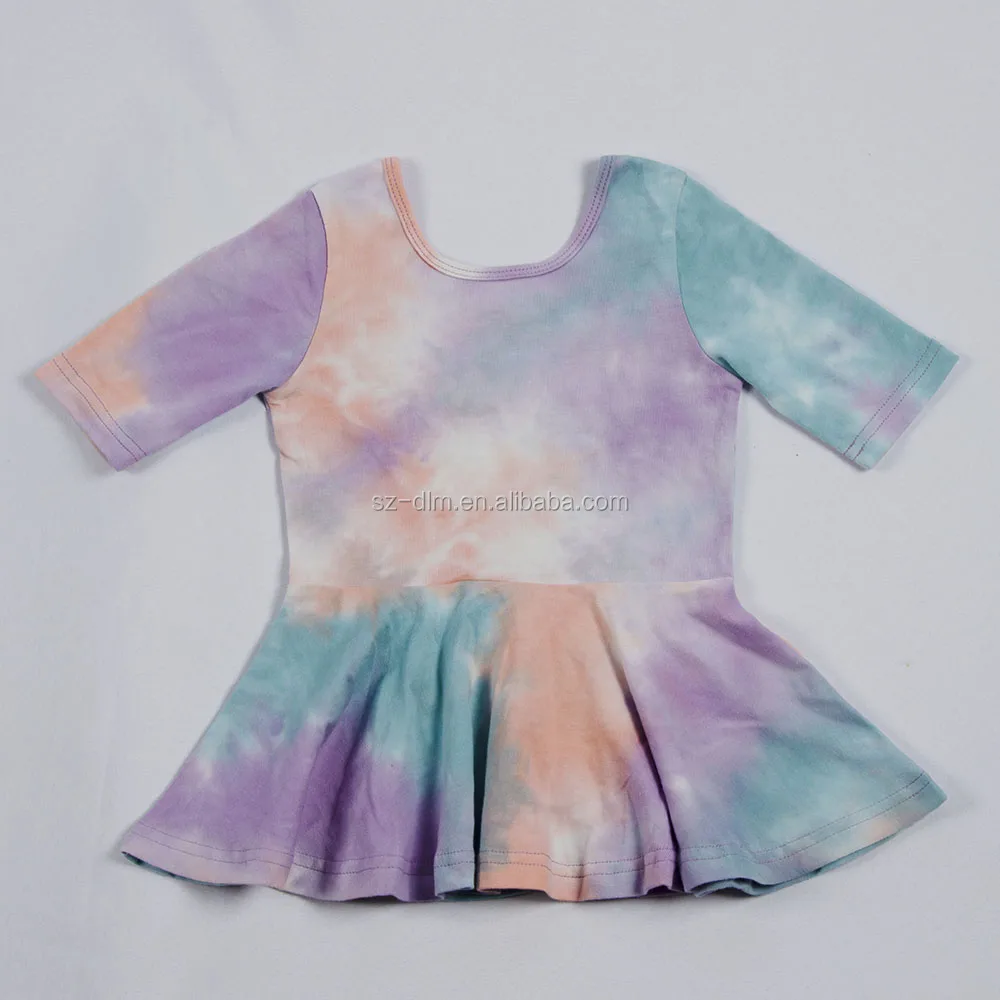 

Summer kids girls tie dye oversized t-shirts dress peplum tunic top kids, Clover print or custom