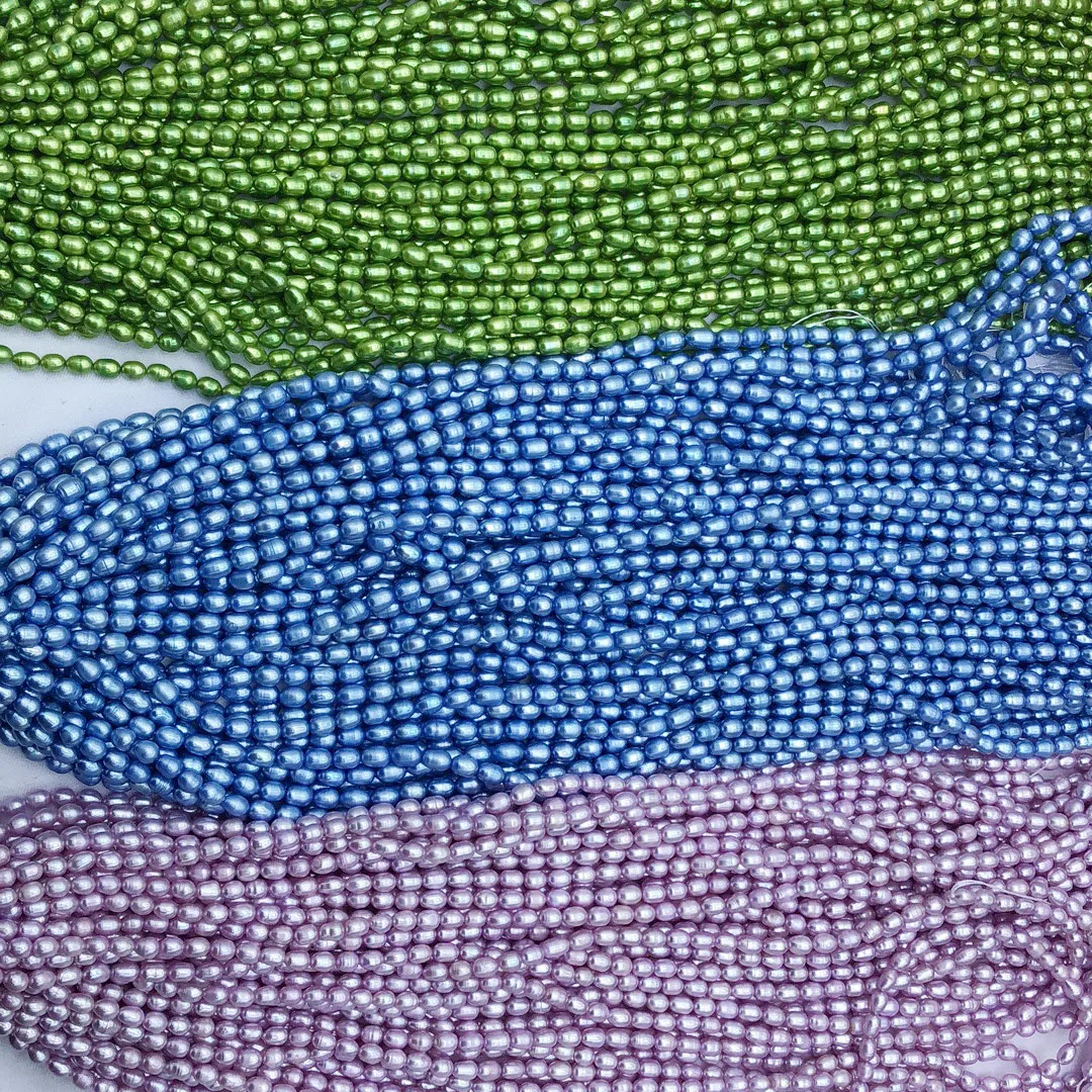 

5 mm A good quality rice shape pearl single color loose wholesale freshwater pearl in strand -37 cm