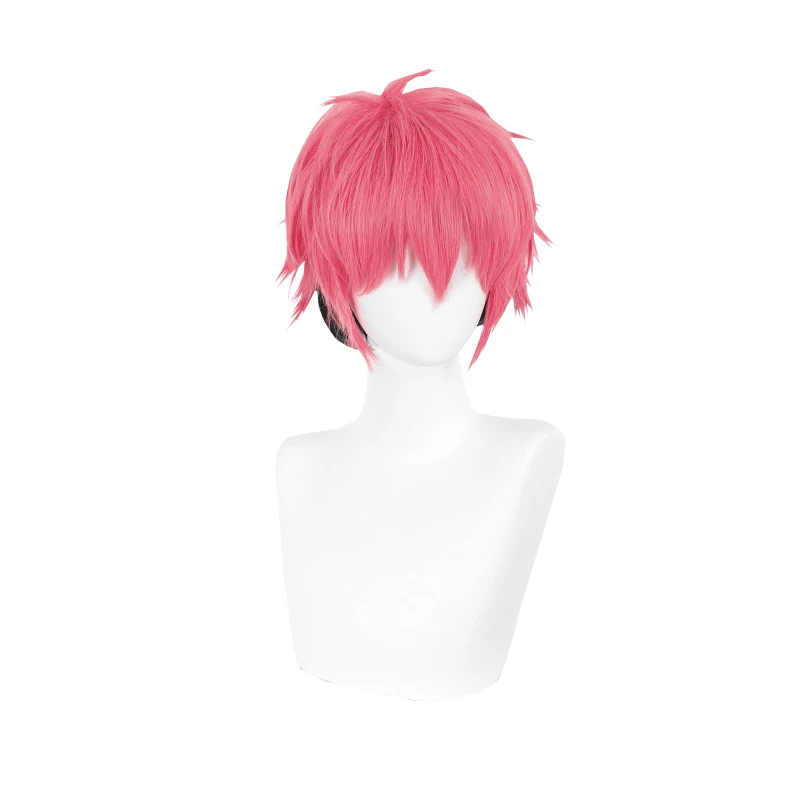 

Rose Pink Synthetic Hair Natural Anime Comic Exhibition Cosplay Japanese Ombre COS Male Wigs Reverse Warp Ahoge, Pic showed