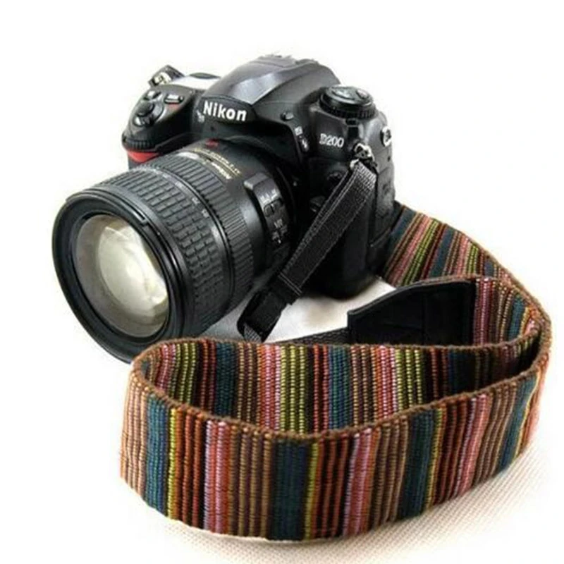 

Color Stripes Soft red Camera Cotton Neck Straps Shoulder Strap Belt For Nikon Canon Panasonic Sony Pentax DSLR, As pictures