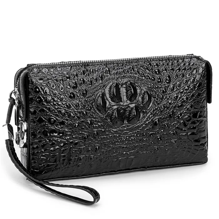 

Wholesale men's wallets crocodile pattern genuine leather clutch wallet with anti-theft code lock large capacity wallet handbag