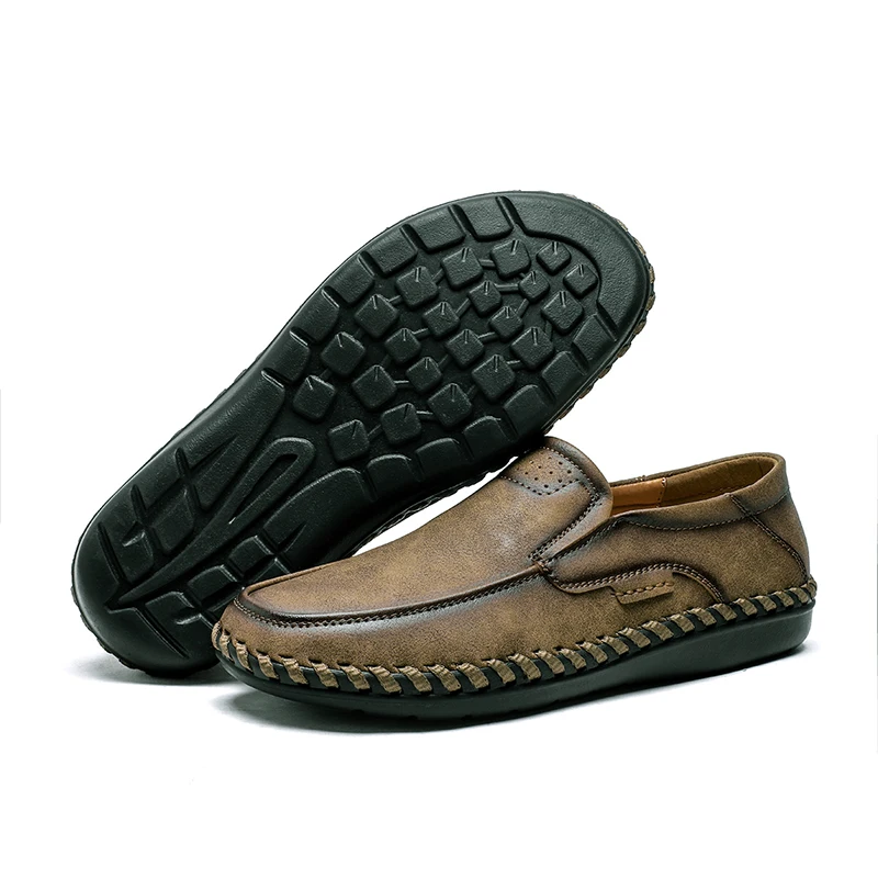 
Split Leather Shoes Men Casual Shoes Hand-made Fashion Sneakers Flat Walking Shoes 