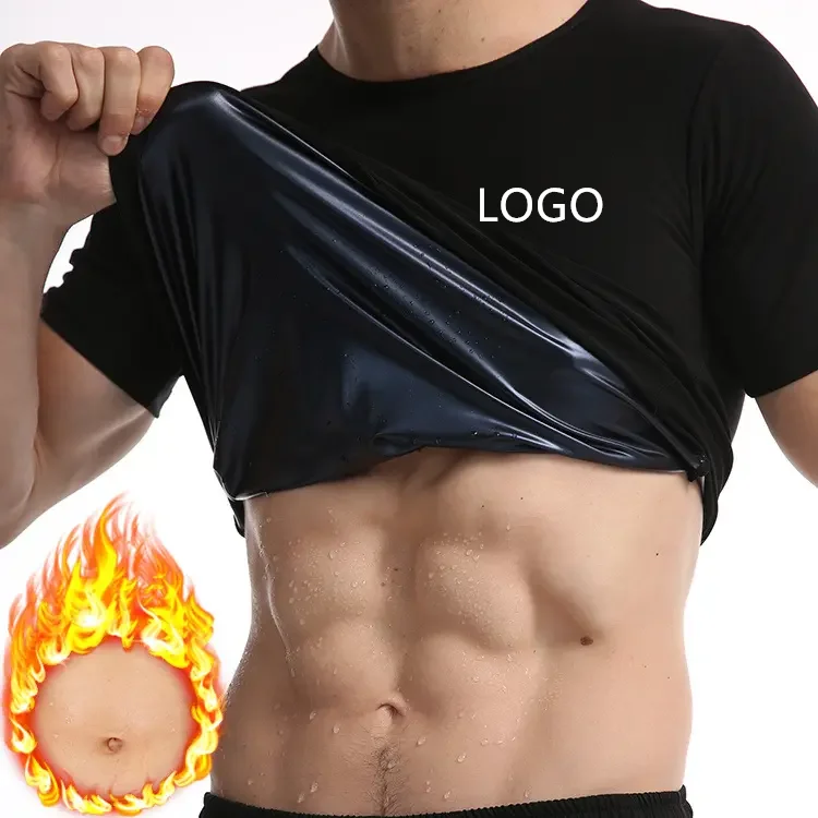 

Custom Logo Sauna Shirt for Men Short Sleeve Sauna Suit Weight Loss Sweat Body Shaper Sauna Vest for Men Gym Exercise Top