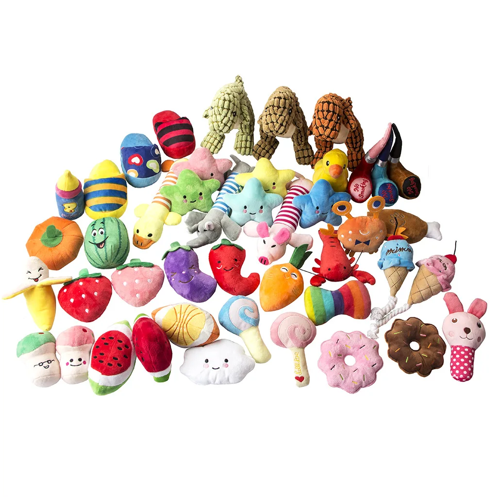 

Wholesale Custom Cute Interactive Chew Squeaky Pet Dog Plush Toys, As photo