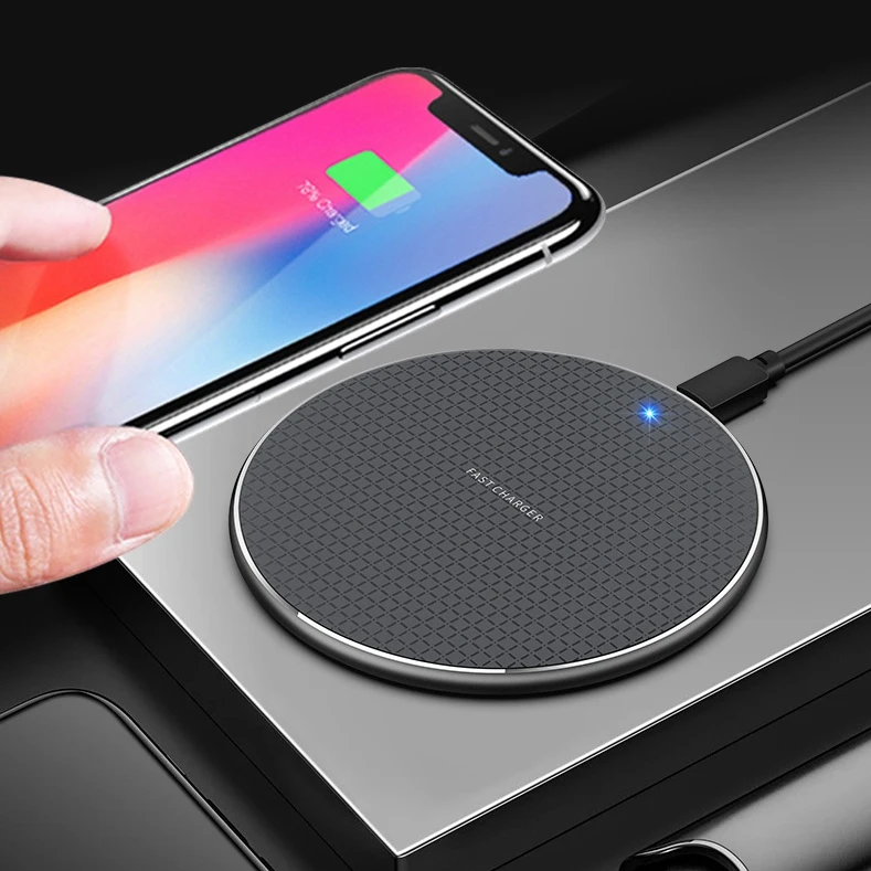 

Universal Portable Wireless Charger Pad Fast Charging With Breathing Blue Light Pad For iPhone 12-8 Series, Black&white